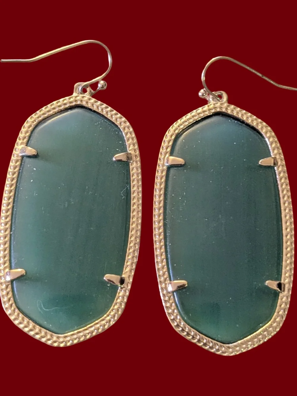 Kendra Scott Danielle Gold Frame Green Cats Eye Drop Earrings